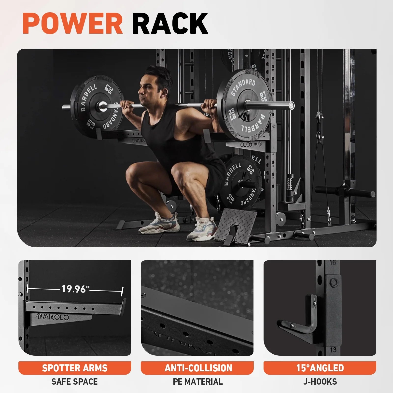 2000LB All-In-One Smith Machine Power Cage – Vertical Leg Press, Dual Pulley Cable Crossover, Squat Rack & Weight Bench for Full-Body Home Gym Training