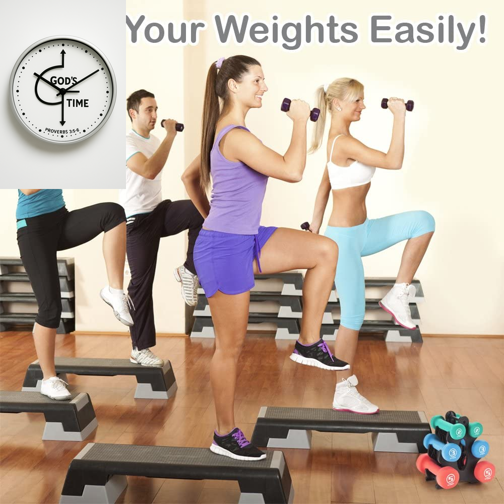 Neoprene Dumbbell Set with Rack – 1, 2, 3 lb Hand Weights for Home Gym, Indoor & Outdoor Use – Soft Grip Sprint Set for Cardio, Strength & Rehab
